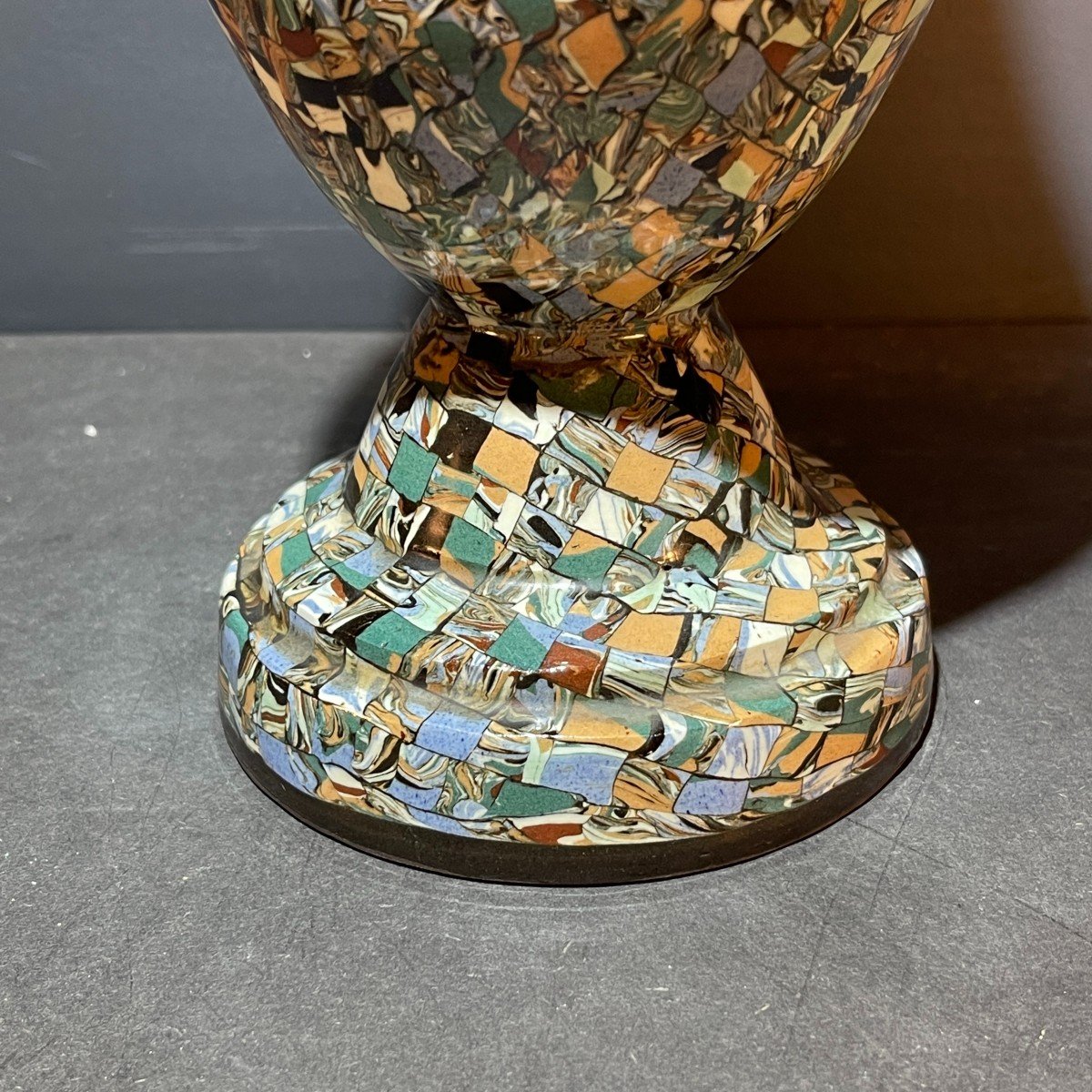 Jean Gerbino  Vallauris (46cm) Grand Vase Céramique Art Déco Technique Mosaïque Nériage 1930s-photo-3